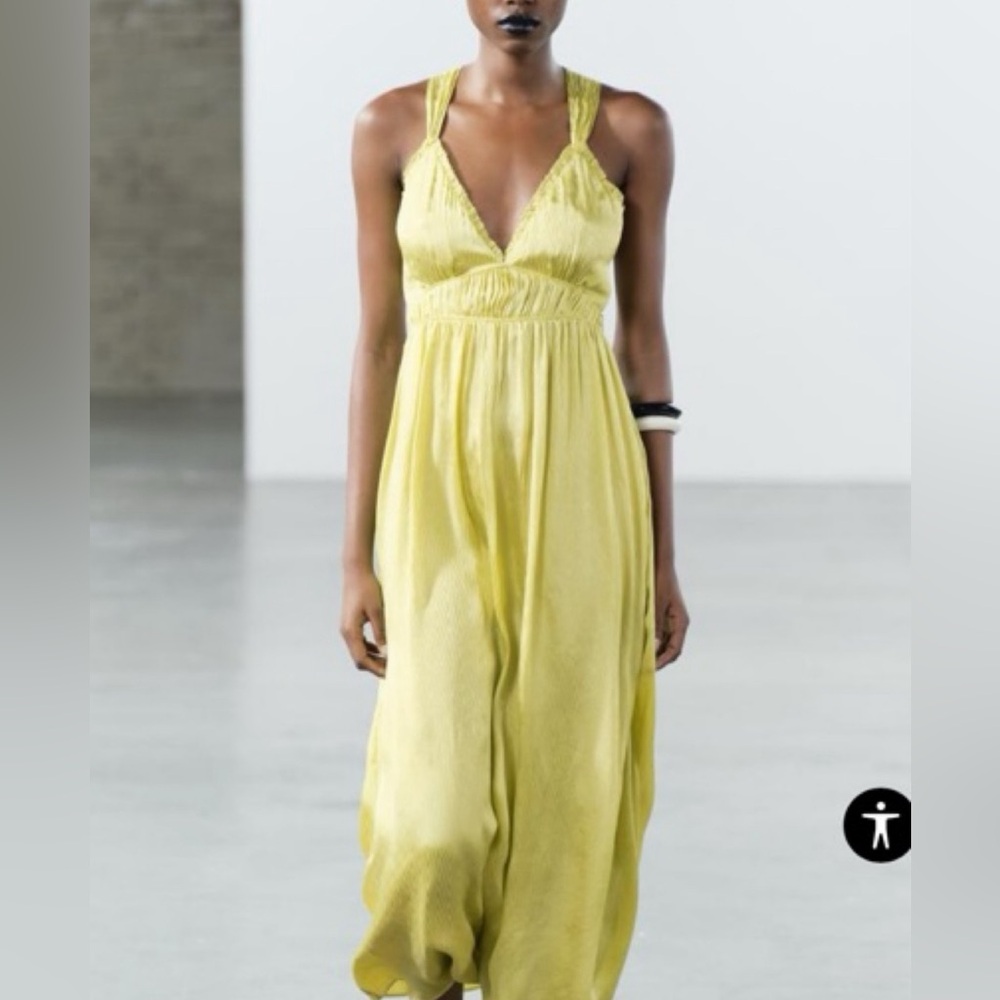 Lime green long zara dress